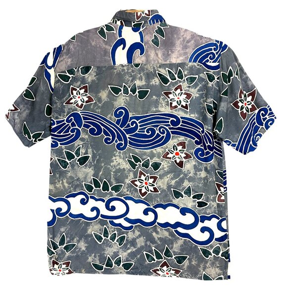 Vtg  Java Lava Shirt Mens L Short Sleeve Hawaiian Floral & Wave Print 100% Rayon - Picture 2 of 8